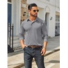 image:imageCOOFANDY Mens Long Sleeve Polo Shirts Classic Casual Button Polo TeeGrey