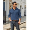 image:imageCOOFANDY Mens Long Sleeve Polo Shirts Classic Casual Button Polo TeeNavy Blue New