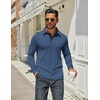 image:imageCOOFANDY Mens Long Sleeve Polo Shirts Classic Casual Button Polo TeeNavy Blue New