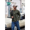 image:imageCOOFANDY Mens Long Sleeve Shirts Crew Neck Cotton TShirt Casual ShirtsArmy Green