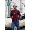 image:imageCOOFANDY Mens Long Sleeve Shirts Crew Neck Cotton TShirt Casual ShirtsDark Red