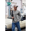 image:imageCOOFANDY Mens Long Sleeve Shirts Crew Neck Cotton TShirt Casual ShirtsLight Grey