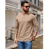 image:imageCOOFANDY Mens Long Sleeve T Shirt Heavyweight Crew Neck TShirt Premium Cotton TeeKhaki