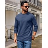 image:imageCOOFANDY Mens Long Sleeve T Shirt Heavyweight Crew Neck TShirt Premium Cotton TeeNavy