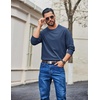 image:imageCOOFANDY Mens Long Sleeve T Shirt Heavyweight Crew Neck TShirt Premium Cotton TeeNavy