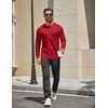 image:imageCOOFANDY Mens Long Sleeve T Shirt Heavyweight Crew Neck TShirt Premium Cotton TeeRed