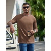 image:imageCOOFANDY Mens Long Sleeve T Shirts Cotton Crew Neck Heavyweight Tee Shirts Color Block Casual Pullover ShirtBrown