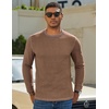 image:imageCOOFANDY Mens Long Sleeve T Shirts Cotton Crew Neck Heavyweight Tee Shirts Color Block Casual Pullover ShirtBrown