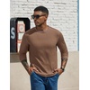 image:imageCOOFANDY Mens Long Sleeve T Shirts Cotton Crew Neck Heavyweight Tee Shirts Color Block Casual Pullover ShirtBrown