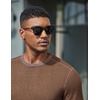 image:imageCOOFANDY Mens Long Sleeve T Shirts Cotton Crew Neck Heavyweight Tee Shirts Color Block Casual Pullover ShirtBrown