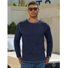 image:imageCOOFANDY Mens Long Sleeve T Shirts Cotton Crew Neck Heavyweight Tee Shirts Color Block Casual Pullover ShirtDark Blue