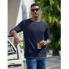 image:imageCOOFANDY Mens Long Sleeve T Shirts Cotton Crew Neck Heavyweight Tee Shirts Color Block Casual Pullover ShirtDark Blue