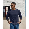 image:imageCOOFANDY Mens Long Sleeve T Shirts Cotton Crew Neck Heavyweight Tee Shirts Color Block Casual Pullover ShirtDark Blue