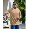 image:imageCOOFANDY Mens Long Sleeve T Shirts Cotton Crew Neck Heavyweight Tee Shirts Color Block Casual Pullover ShirtKhaki