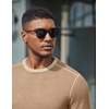 image:imageCOOFANDY Mens Long Sleeve T Shirts Cotton Crew Neck Heavyweight Tee Shirts Color Block Casual Pullover ShirtKhaki