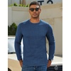 image:imageCOOFANDY Mens Long Sleeve T Shirts Cotton Crew Neck Heavyweight Tee Shirts Color Block Casual Pullover ShirtNavy Blue