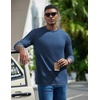 image:imageCOOFANDY Mens Long Sleeve T Shirts Cotton Crew Neck Heavyweight Tee Shirts Color Block Casual Pullover ShirtNavy Blue