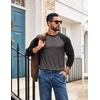 image:imageCOOFANDY Mens Long Sleeve Tee Shirts Casual Crewneck Raglan TShirts Stretchy Baseball Pullover Tee01 Dark Heather Grey