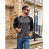 image:imageCOOFANDY Mens Long Sleeve Tee Shirts Casual Crewneck Raglan TShirts Stretchy Baseball Pullover Tee01 Dark Heather Grey