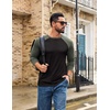 image:imageCOOFANDY Mens Long Sleeve Tee Shirts Casual Crewneck Raglan TShirts Stretchy Baseball Pullover TeeBlack