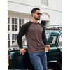 image:imageCOOFANDY Mens Long Sleeve Tee Shirts Casual Crewneck Raglan TShirts Stretchy Baseball Pullover TeeBrown