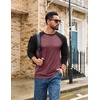 image:imageCOOFANDY Mens Long Sleeve Tee Shirts Casual Crewneck Raglan TShirts Stretchy Baseball Pullover TeeJujube Red