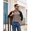 image:imageCOOFANDY Mens Long Sleeve Tee Shirts Casual Crewneck Raglan TShirts Stretchy Baseball Pullover TeeMoon Grey