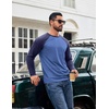 image:imageCOOFANDY Mens Long Sleeve Tee Shirts Casual Crewneck Raglan TShirts Stretchy Baseball Pullover TeeRoyal Blue