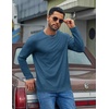 image:imageCOOFANDY Mens Long Sleeve Tee Shirts Cotton Casual Basic TShirtsDark Blue