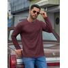 image:imageCOOFANDY Mens Long Sleeve Tee Shirts Cotton Casual Basic TShirtsDark Red