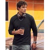 image:imageCOOFANDY Mens Long Sleeve Tee Shirts Cotton Vintage Washed T Shirts Relaxed Fit Basic TeesBlack  Dark Grey