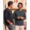 image:imageCOOFANDY Mens Long Sleeve Tee Shirts Cotton Vintage Washed T Shirts Relaxed Fit Basic TeesBlack  Dark Grey