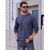 image:imageCOOFANDY Mens Long Sleeve Tee Shirts Cotton Vintage Washed T Shirts Relaxed Fit Basic TeesBlack  Navy Blue