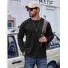 image:imageCOOFANDY Mens Long Sleeve Tee Shirts Cotton Vintage Washed T Shirts Relaxed Fit Basic TeesBlack  Navy Blue
