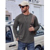 image:imageCOOFANDY Mens Long Sleeve Tee Shirts Cotton Vintage Washed T Shirts Relaxed Fit Basic TeesDark Grey