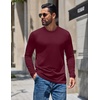 image:imageCOOFANDY Mens Long Sleeve Tee Shirts Crew Neck Casual Soft Basic T ShirtsWine Red