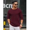 image:imageCOOFANDY Mens Long Sleeve Tee Shirts Crew Neck Casual Soft TeesHeather Burgundy