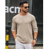 image:imageCOOFANDY Mens Long Sleeve Tee Shirts Crew Neck Casual Soft TeesLight Khaki