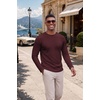 image:imageCOOFANDY Mens Long Sleeve Tee Shirts Knit Crew Neck Shirts Casual PulloverWine Red