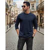image:imageCOOFANDY Mens Long Sleeve Tee Shirts Stretch Crew Neck Tee Shirts Casual T Shirts for Men2 Pack Blackdark Blue