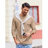 image:imageCOOFANDY Mens Long Sleeve Tee Shirts Stretch Crew Neck Tee Shirts Casual T Shirts for MenKhaki