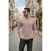 image:imageCOOFANDY Mens Long Sleeve Tee Shirts Stretch Crew Neck Tee Shirts Casual T Shirts for MenLight Khaki