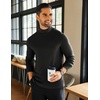 image:imageCOOFANDY Mens Mock Neck Shirts Fleece Long Sleeve Tops Basic Pullover TShirts2 PcsblackBrown