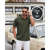 image:imageCOOFANDY Mens Polo Shirt Casual Short Sleeve Textured Knit Polo Golf ShirtsArmy Green