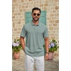 image:imageCOOFANDY Mens Polo Shirt Casual Short Sleeve Textured Knit Polo Golf ShirtsGray Green