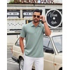image:imageCOOFANDY Mens Polo Shirt Casual Short Sleeve Textured Knit Polo Golf ShirtsGray Green