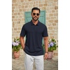 image:imageCOOFANDY Mens Polo Shirt Casual Short Sleeve Textured Knit Polo Golf ShirtsNavy Blue