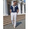 image:imageCOOFANDY Mens Polo Shirts Short Sleeve Casual Knit Textured Summer ShirtNavy Blue