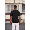 image:imageCOOFANDY Mens Polo Shirts Textured Knit Short Sleeve Stretch Casual ShirtsAll Black