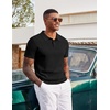 image:imageCOOFANDY Mens Polo Shirts Textured Knit Short Sleeve Stretch Casual ShirtsAll Black